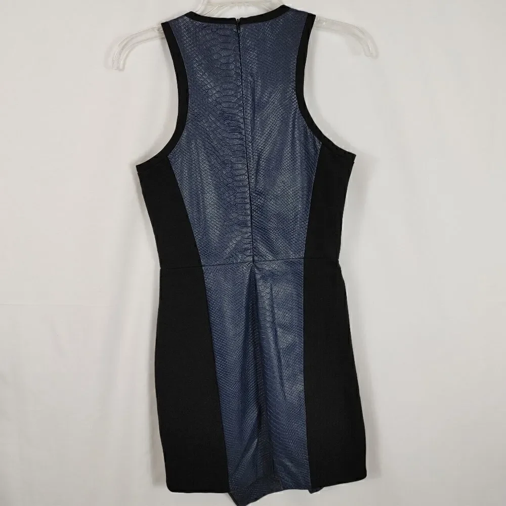 Revolve Lovers + Friends Simmer Body con Snakeskin Embossed Dress Size Small Blu